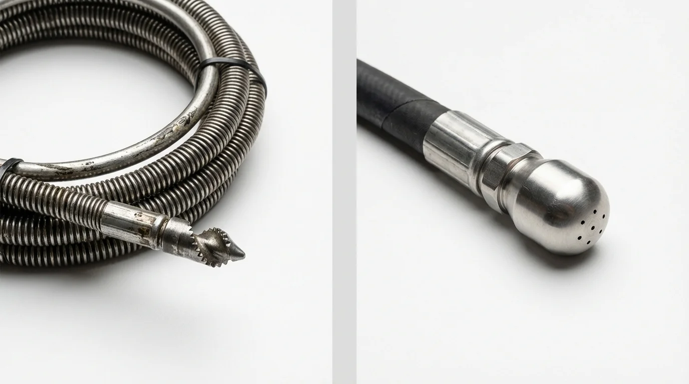 Drain snake cable and hydro jetting nozzle used for drain cleaning in Quartzsite, AZ