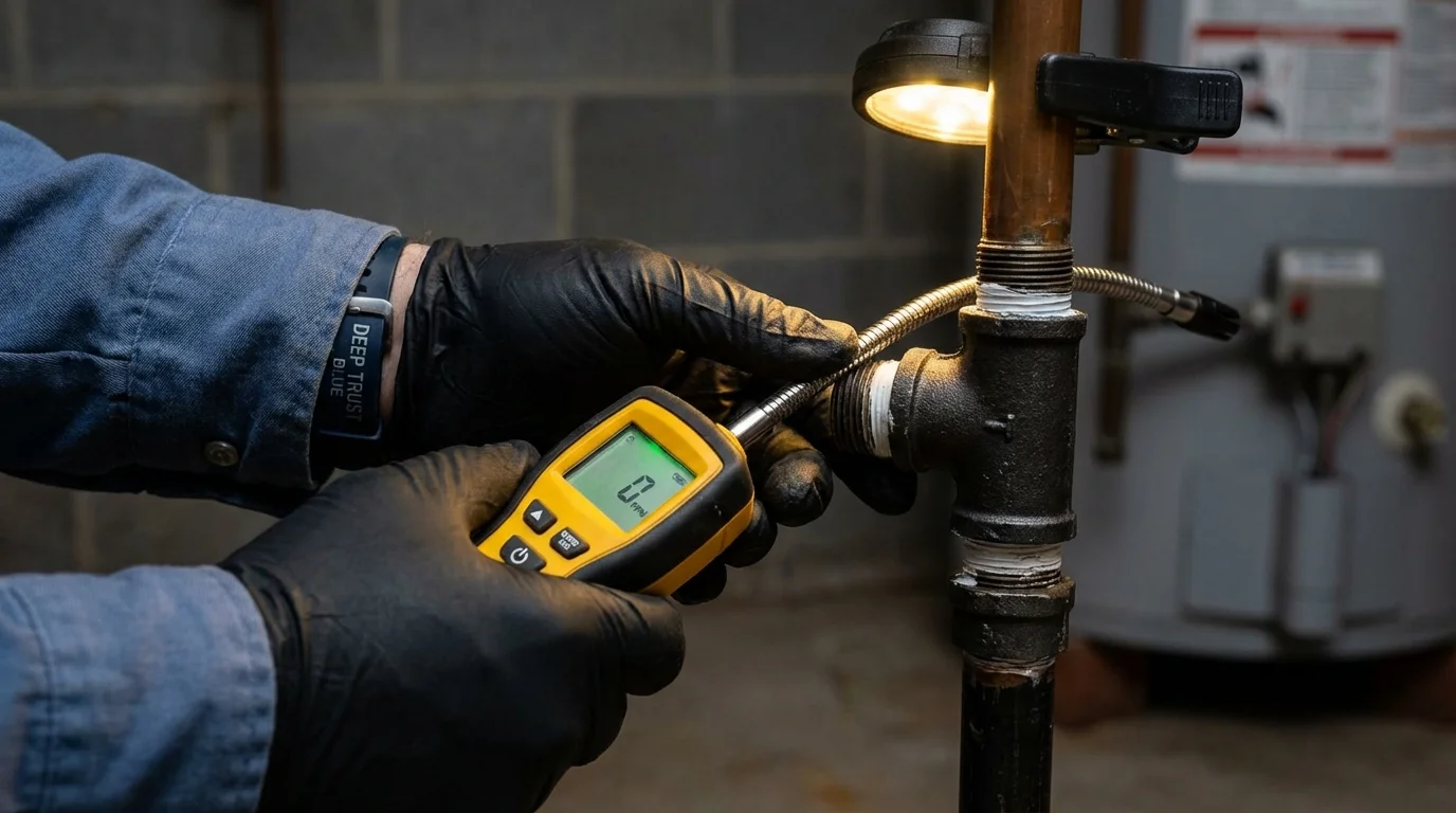 Gas leak detection with electronic sniffer by Johns Plumbing LLC in Quartzsite